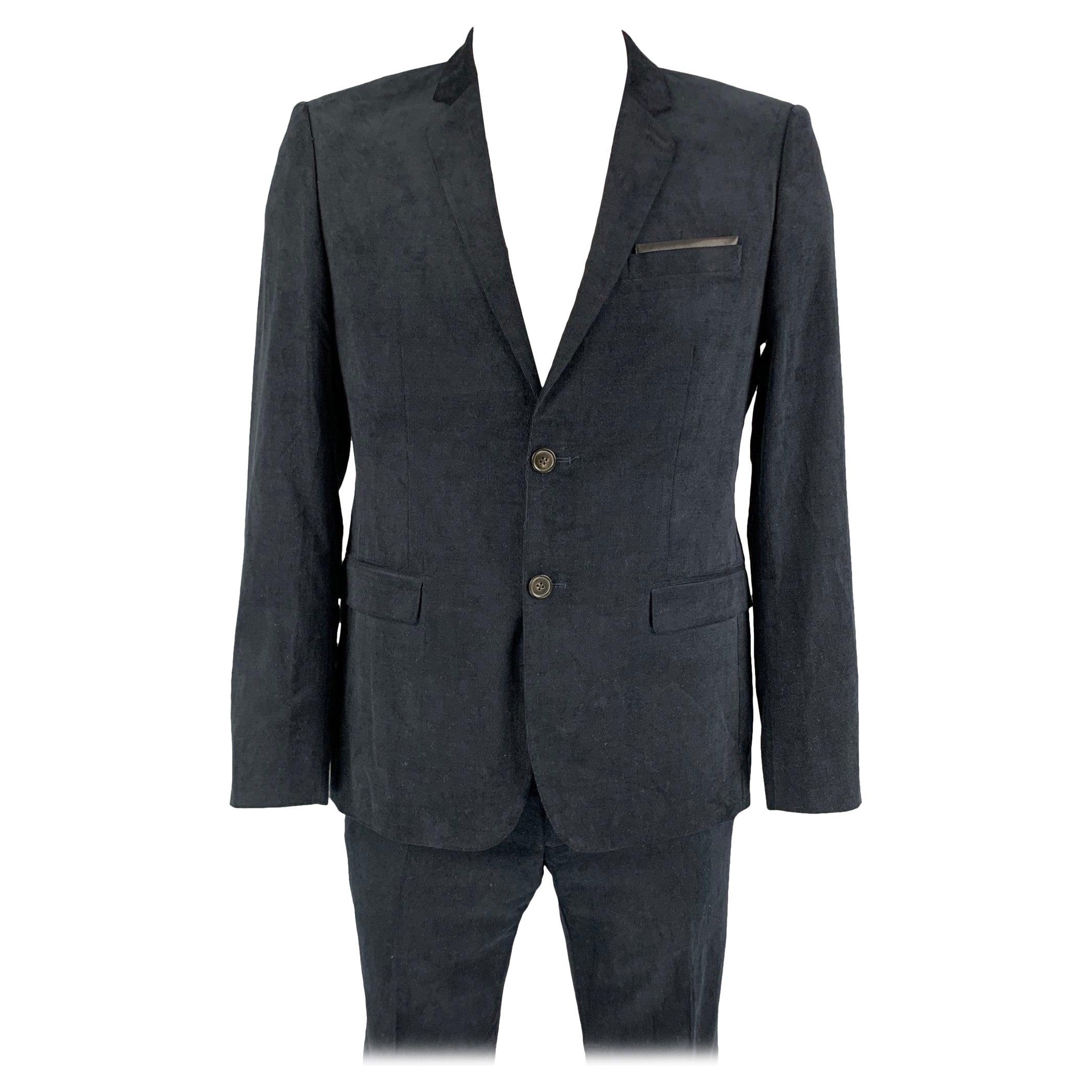 THE KOOPLES Größe 42 Schwarzer Anzug aus Kord und Baumwolle mit Neckholder-Revers im Angebot