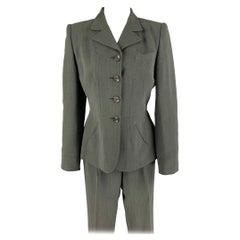 Used GUCCI Size 8 Gray Wool Rayon Heather Single Breasted Pants Suit