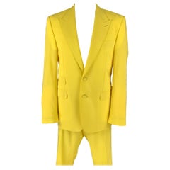 DOLCE & GABBANA Size 48 Yellow Wool Peak Lapel Suit