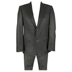 PAL ZILERI Size 40 Black Wool Silk Peak Lapel Suit