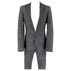 CALVIN KLEIN COLLECTION Size 34 Multi-Color Print Cotton Notch Lapel Suit