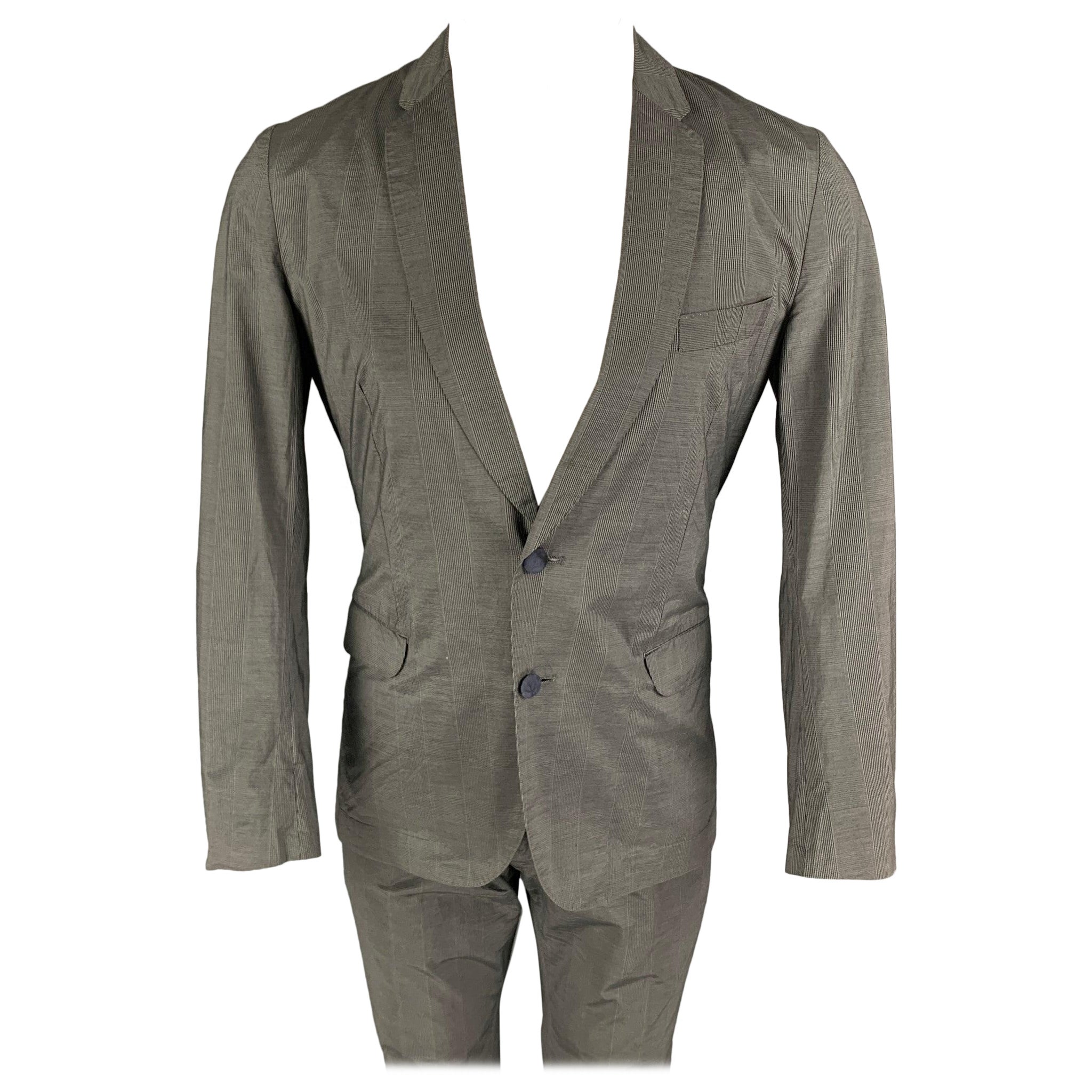 PAUL SMITH Size S Gray Glenplaid Cotton Silk Notch Lapel Suit For Sale