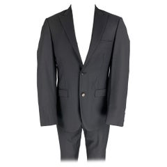 CALVIN KLEIN COLLECTION Größe 36 Navy Grid Wool Peak Lapel Suit