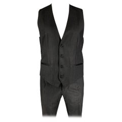 Dolce & Gabbana Taille 42 Regular Charcoal Black Wool Blend Vest Suit
