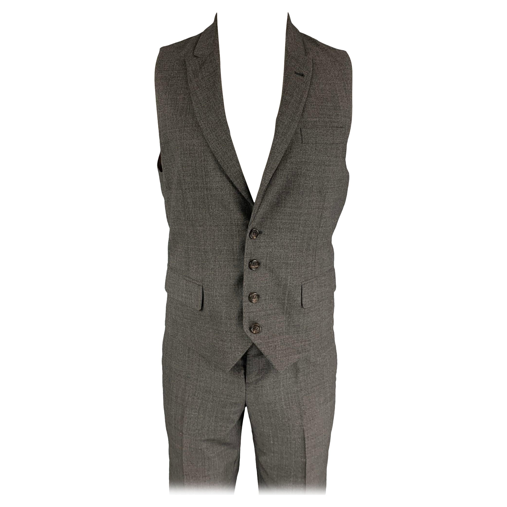BRUNELLO CUCINELLI Size 38 Grey Wool Vest Suit For Sale