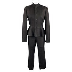 RALPH LAUREN Size 8 Black Woven Linen / Cotton Pants Set