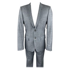 CALVIN KLEIN COLLECTION Größe 38 Blauer Anzug aus Leder mit Neckholder-Revers aus Wolle