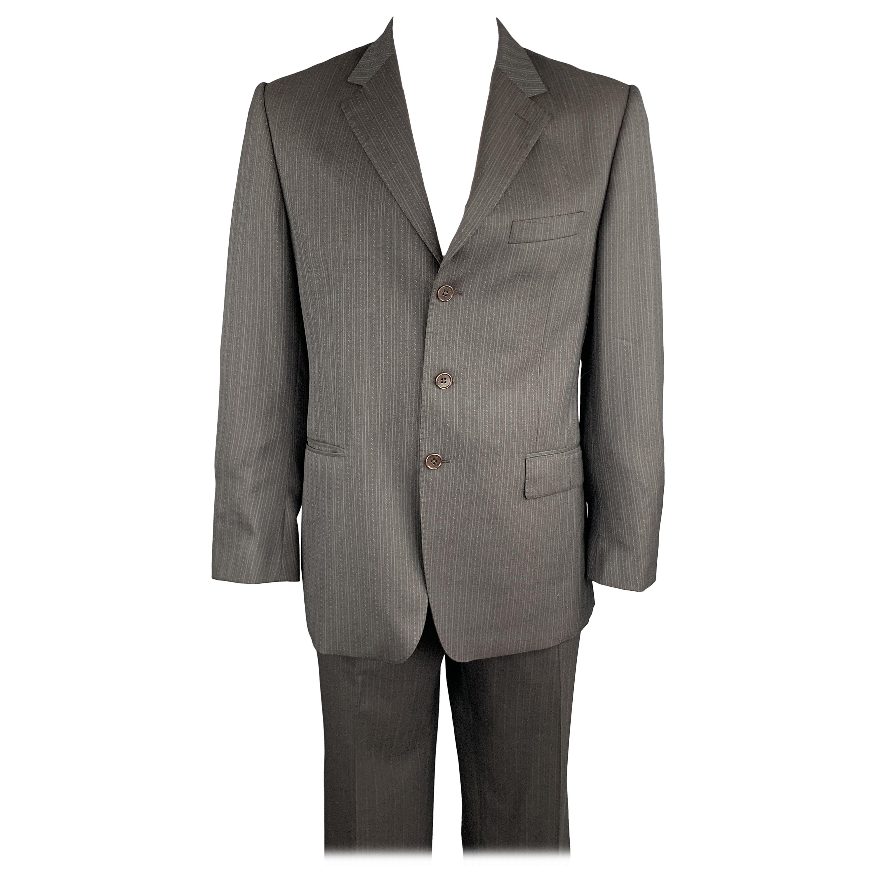 PAUL SMITH Size 42 Regular Brown Stripe Wool Notch Lapel Suit For Sale