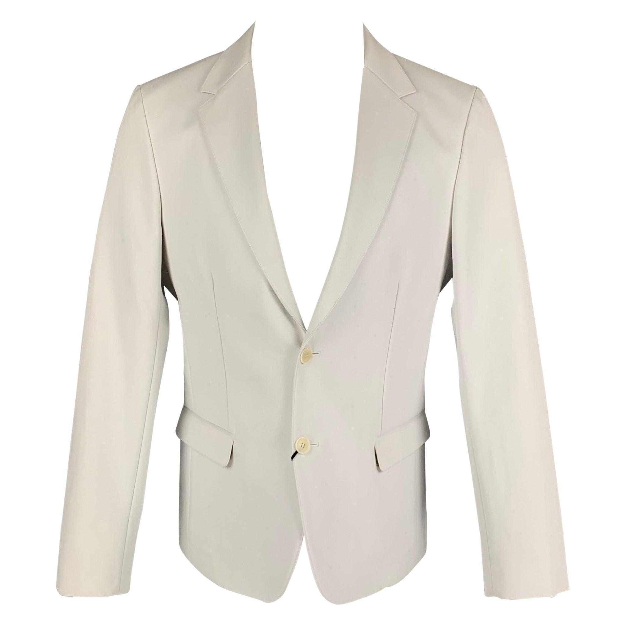 CALVIN KLEIN COLLECTION Size 40 Off White Cotton Notch Lapel Suit For Sale