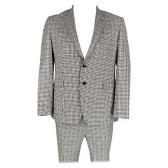 PAUL SMITH Kensington Fit Size 42 White Blue Gingham Wool/Silk Notch Lapel Suit