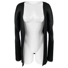 ISSEY MIYAKE Size M Black Pleated Open Front Cardigan - Womens