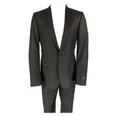 CALVIN KLEIN COLLECTION Size 38 Black Wool Notch Lapel Suit