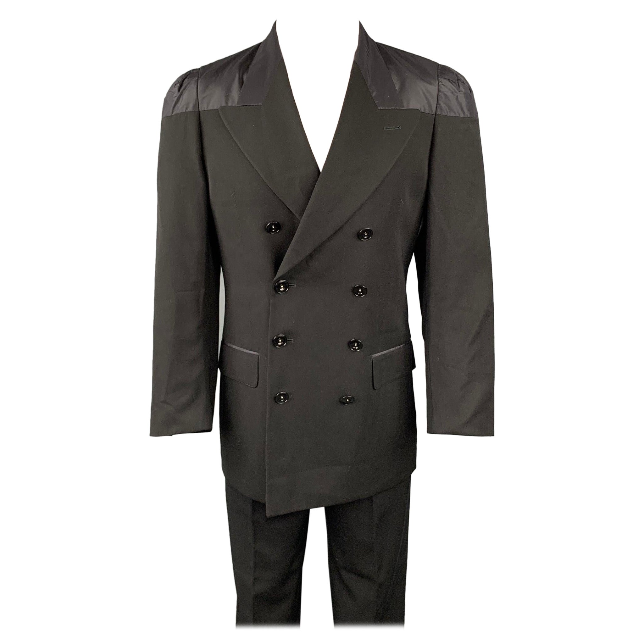 JEAN PAUL GAULTIER CLASSIQUE Size 38 Black Wool Peak Lapel Double Breasted Suit For Sale