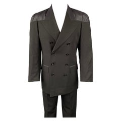 JEAN PAUL GAULTIER CLASSIQUE Size 38 Black Wool Peak Lapel Double Breasted Suit