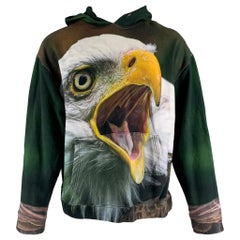 R13 Größe S Grün Weiß Gelb Eagle Print Baumwolle Hoodie Sweatshirt