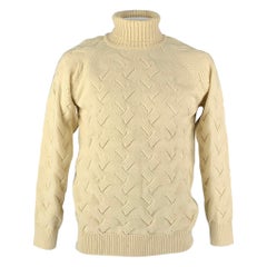 KITON Size L Pull à col roulé en tricot de coton beige
