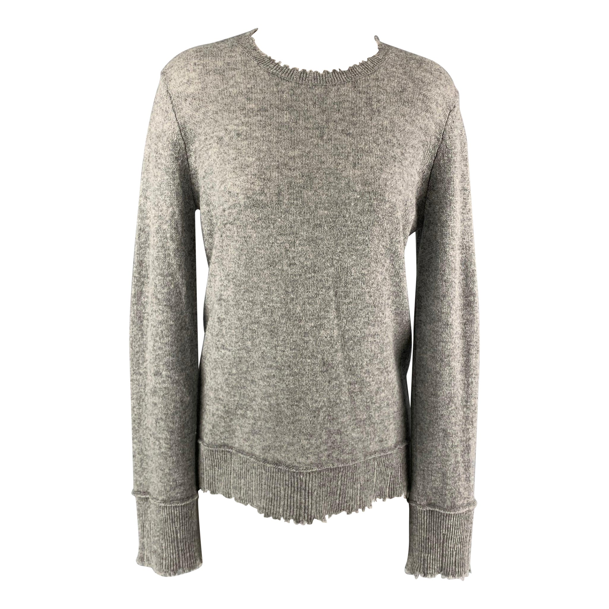 R13 Size S Grey Heather Distressed Cashmere Sweater For Sale
