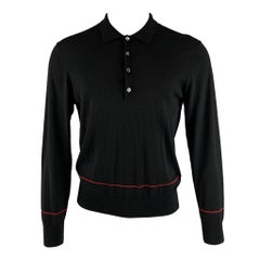 PAUL SMITH Size S Black Red Merino Wool Polo Pullover