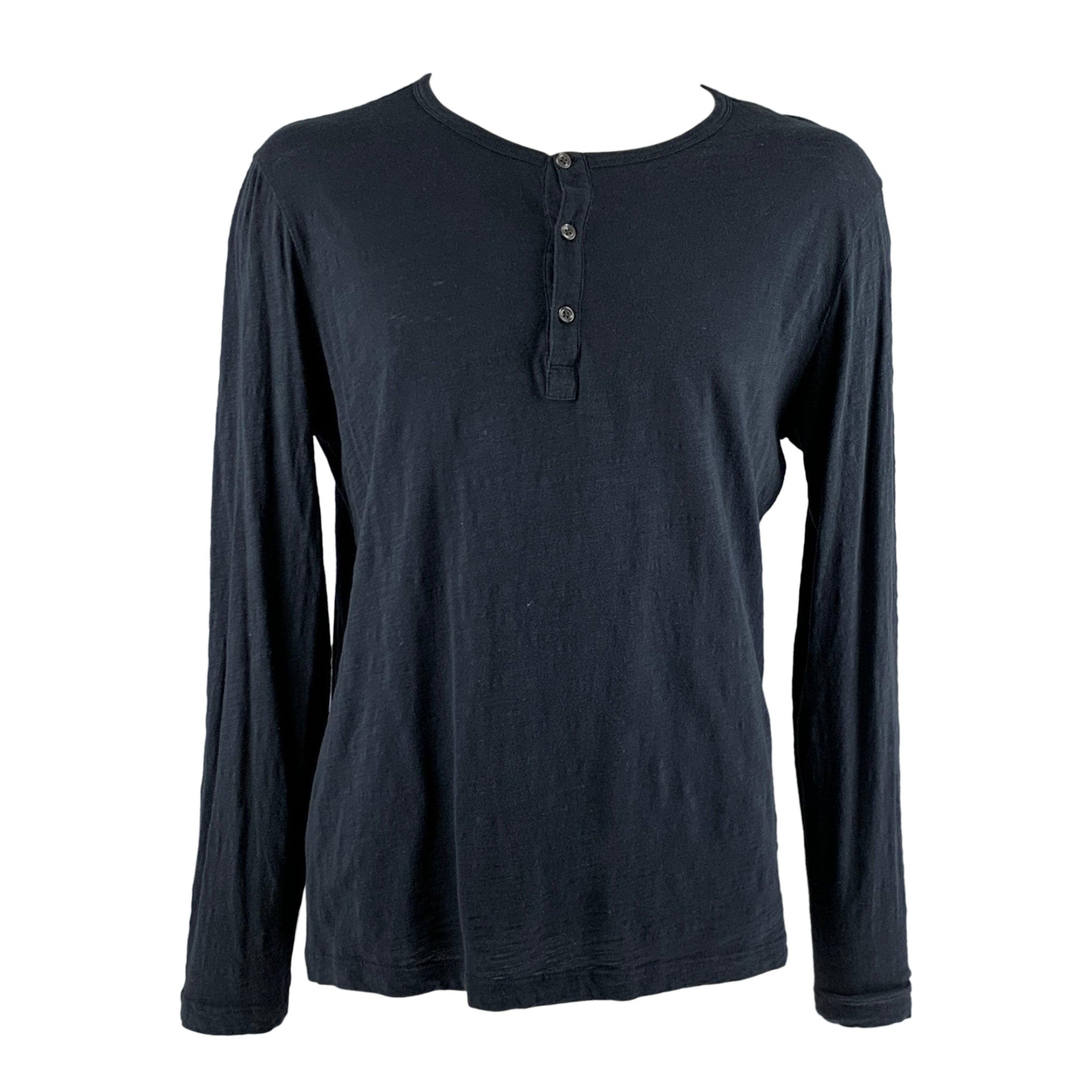THEORY Size XL Navy Cotton Henley Pullover For Sale