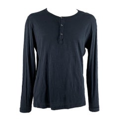 THEORY Größe XL Marineblauer Henley-Pullover aus Baumwolle