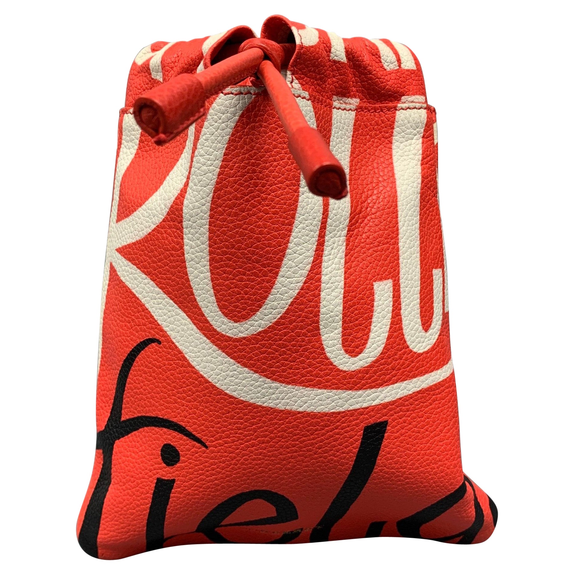 BURBERRY PRORSUM Spring 2015 Size S Coral & White Pebble Grain Leather Pouch Bag