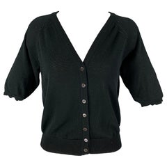 DOLCE & GABBANA Size 4 Black Cotton Short Sleeve Cardigan