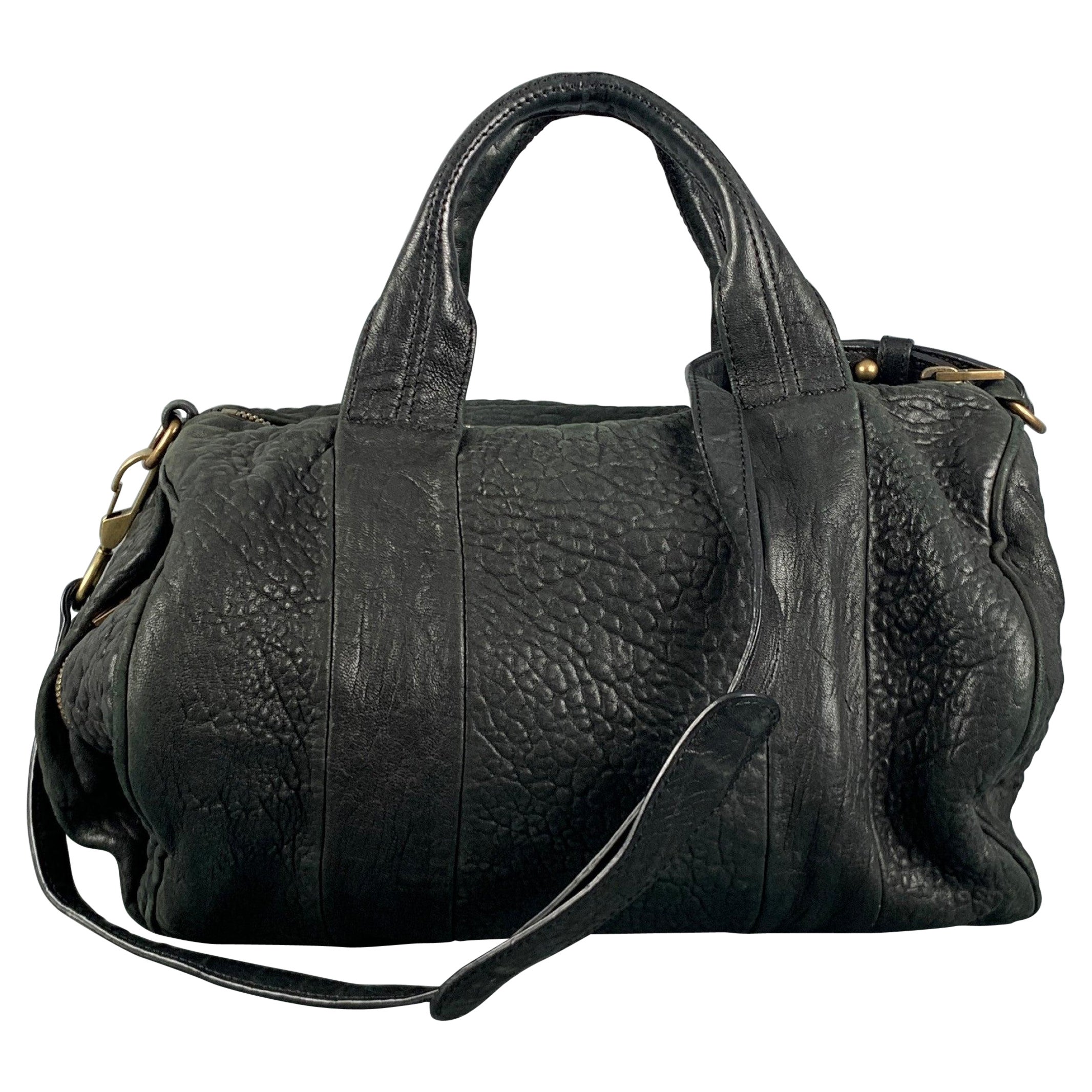 ALEXANDER WANG Black Wrinkled Leather Handbag For Sale