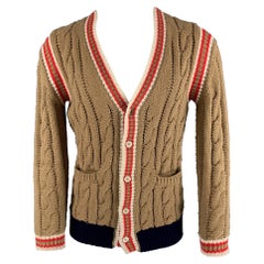 GUCCI Size S Brown Coral Knit Wool Chunky Knit Cardigan