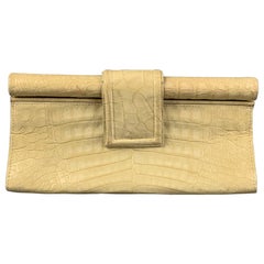 Used NANCY GONZALEZ Beige Leather Crocodile Clutch Handbag