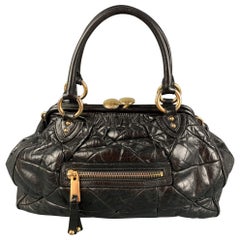 Vintage MARC JACOBS Black Quilted Leather Satchel Stam Handbag