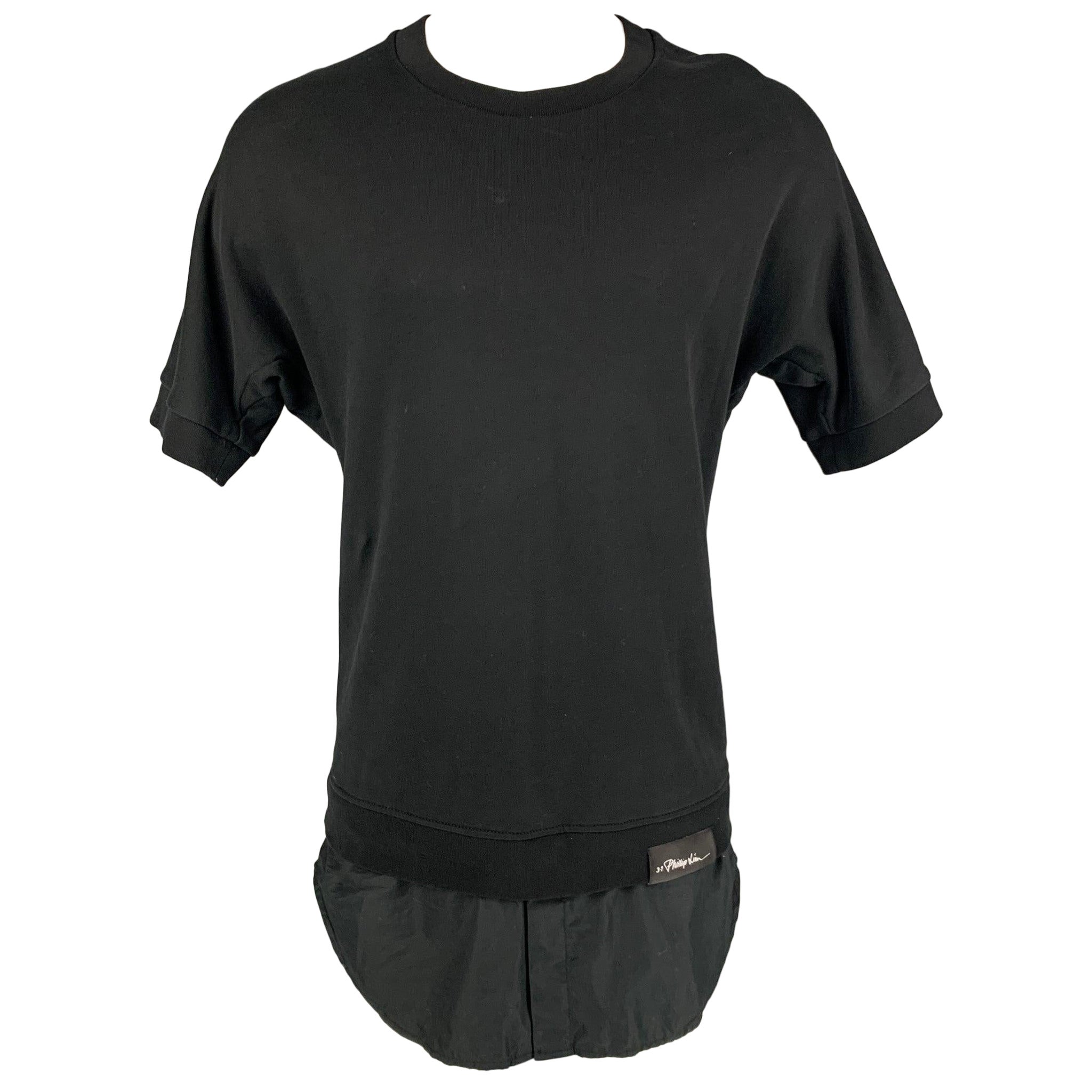 3.1 PHILLIP LIM Size S Black Cotton Long Sweatshirt For Sale