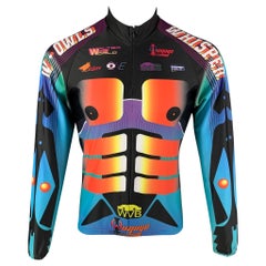 WALTER VAN BEIRENDONCK FW17 Size M Multicolor Graphic Nylon Jersey Bike Top