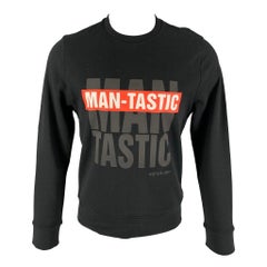 NEIL BARRETT Size S Black Red Man-Tastic Graphic Viscose Crew-Neck Sweatshirt