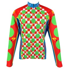 WALTER VAN BEIRENDONCK SS20 Talla XL Verde Rojo Gráfico Nylon Maillot Bicicleta