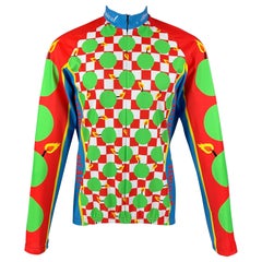 WALTER VAN BEIRENDONCK SS20 Size XL Green Red Graphic Nylon Jersey Bike Top