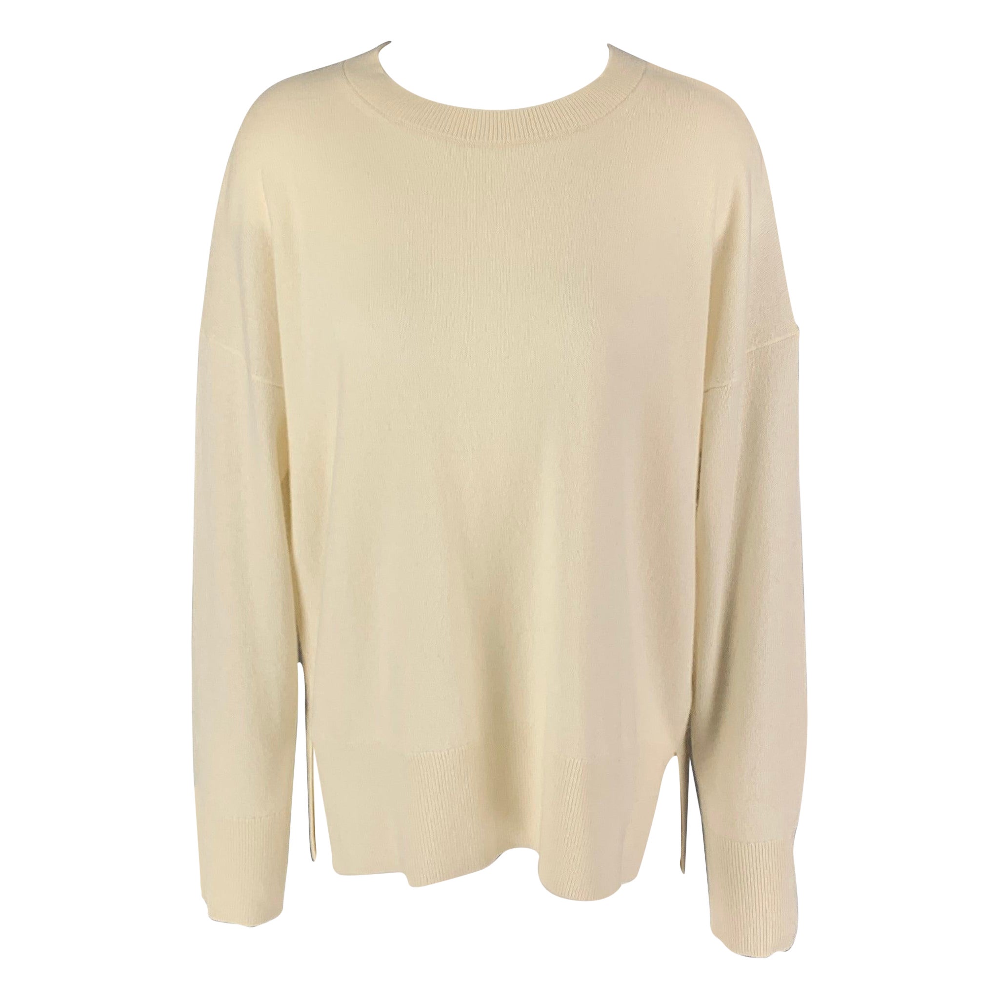 THEORY Size L Cream Cashmere Sweater For Sale