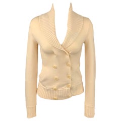 RALPH LAUREN Black Label Size XS Cream Cashmere Blend Double Breasted Cardigan