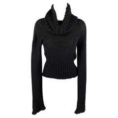 SPORTMAX Taglia M Maglione a collo alto in nylon e mohair nero