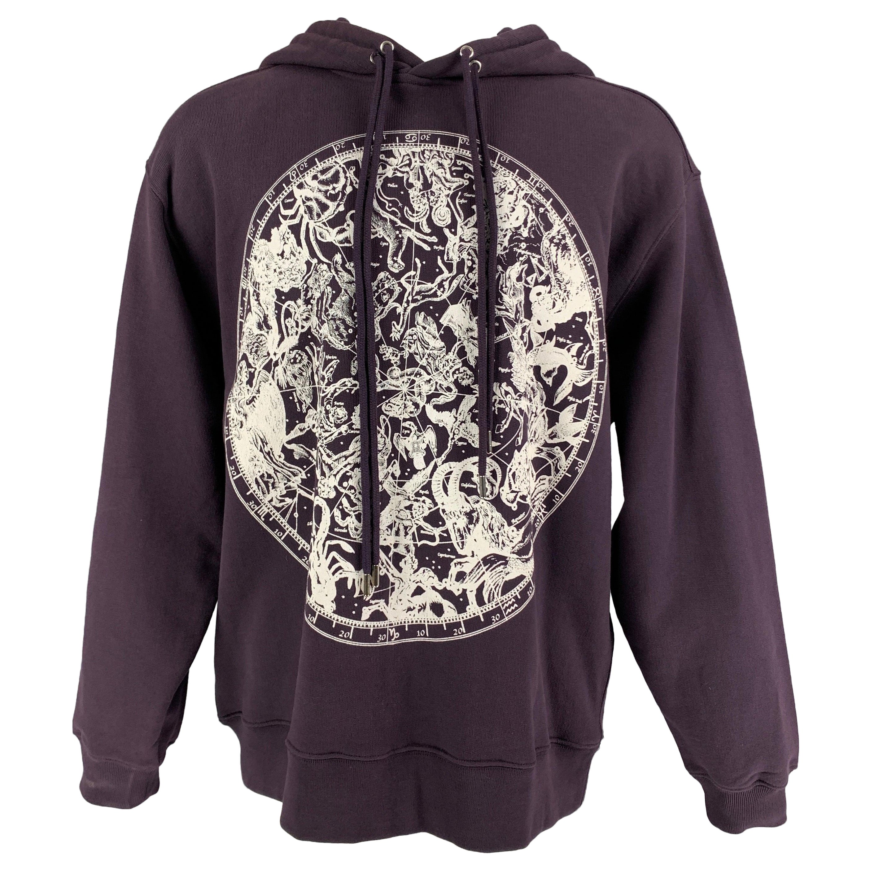 DRIES VAN NOTEN Size S Purple Mauve Zodiac Graphic Cotton Oversized Sweatshirt For Sale