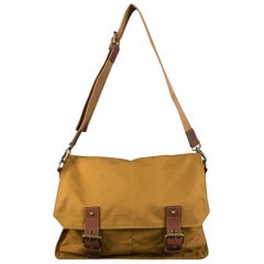 GRENSON Khaki Brown Canvas Leather Messenger Bags