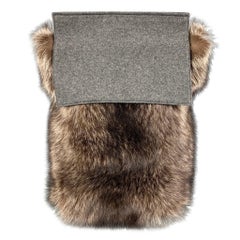 BRUNELLO CUCINELLI Brown Grey Fox Fur Monili Backpack