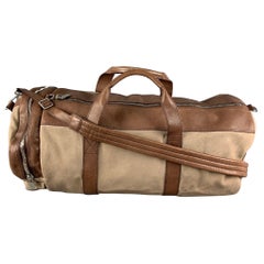 BRUNELLO CUCINELLI Taupe Brown Leather Duffle Bags