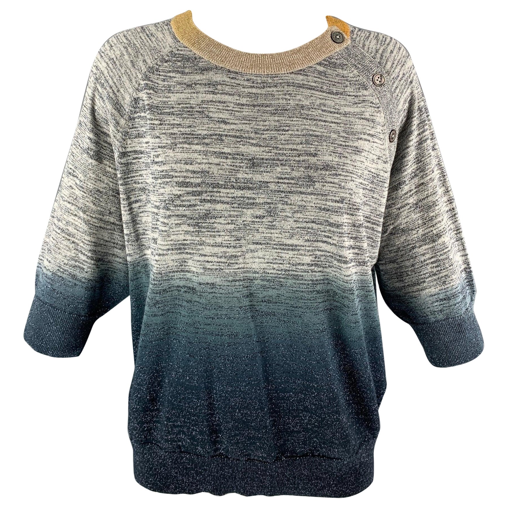 ZADIG & VOLTAIRE Size M Blue & Grey Ombre Cotton Blend Pullover For Sale