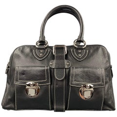 Used MARC JACOBS Black Contrast Stitching Leather Top Handles Handbag