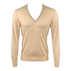 ALEXANDER MCQUEEN Size L Beige Cashmere Buttoned V-Neck Pullover Sweater