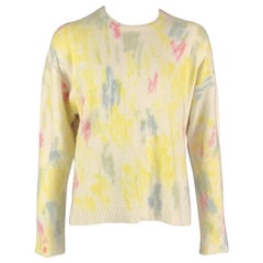 JOHN ELLIOTT Size XL Off White Yellow Painted Angora  Nylon Crew-Neck Sweater