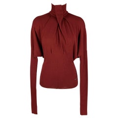 SALVATORE FERRAGAMO Size XS Burgundy Virgin Wool Ribbed Pullover