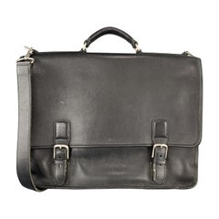 Vintage COACH Black Leather Shoulder Strap Double Closure Briefcase