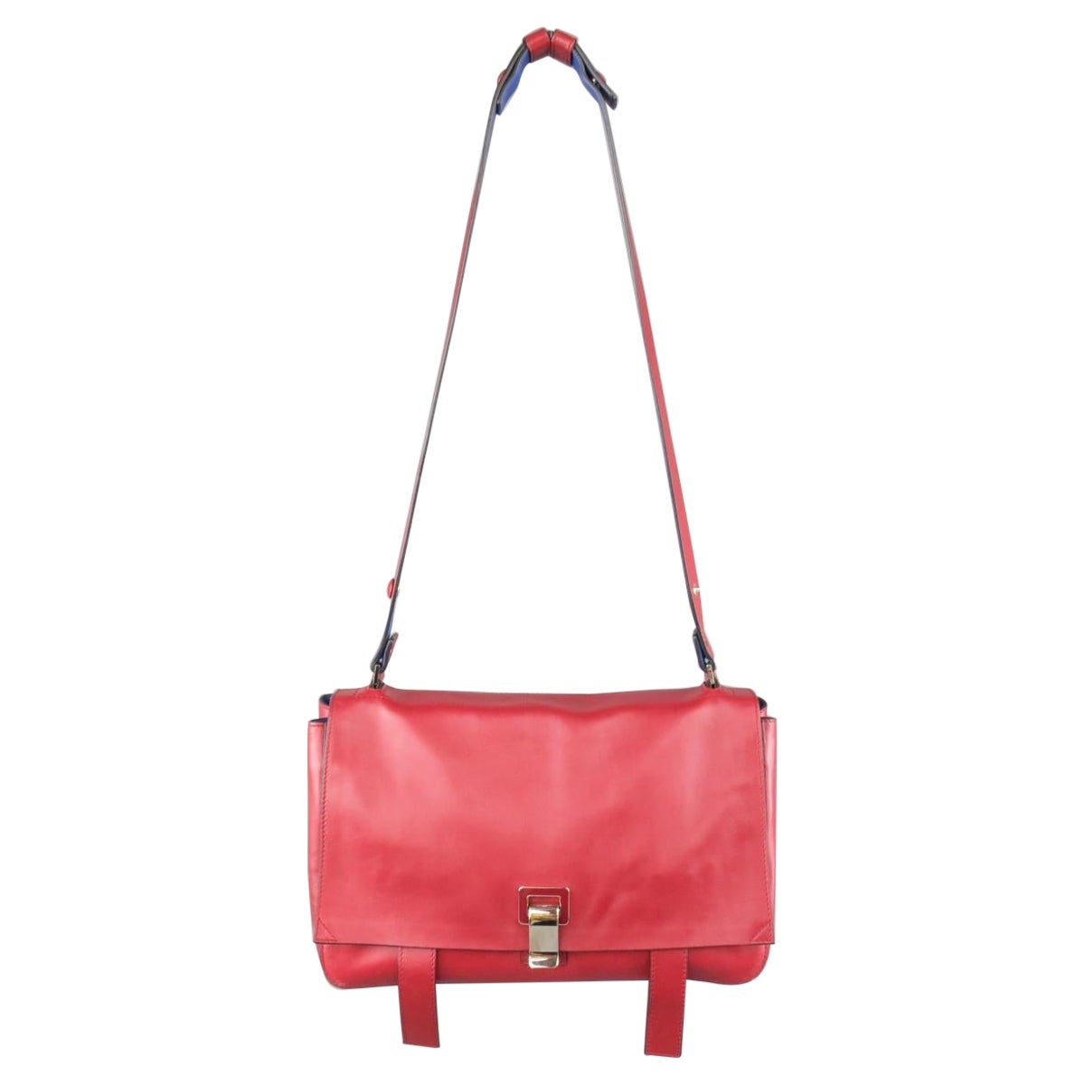 PROENZA SCHOULER Red & Blue Color Block Leather Shoulder Bag For Sale