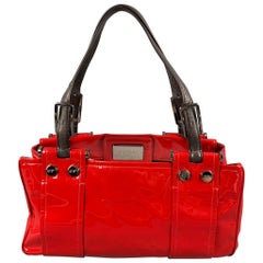 ROGER VIVIER Red Brown Patent Leather Tote Handbag